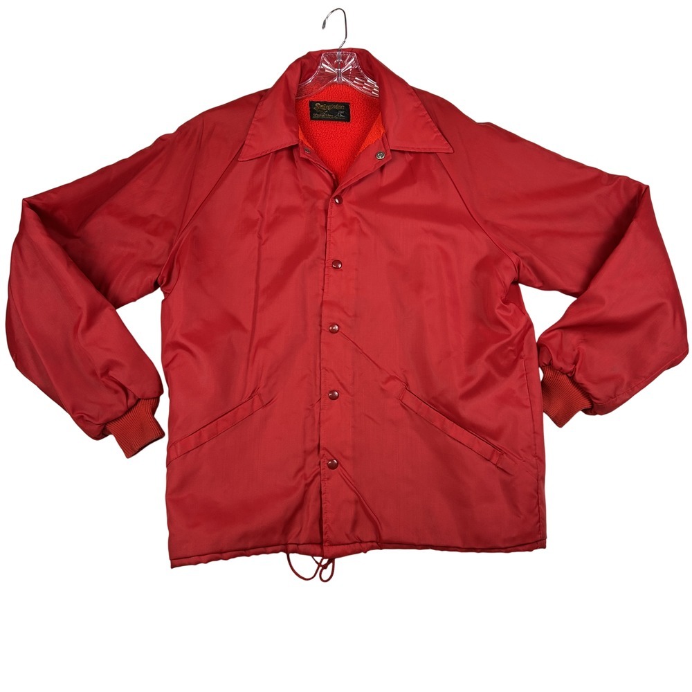 Vintage Swingster Jacket‎ Mens Large Red Fleece Lined Coach Windbreaker USA